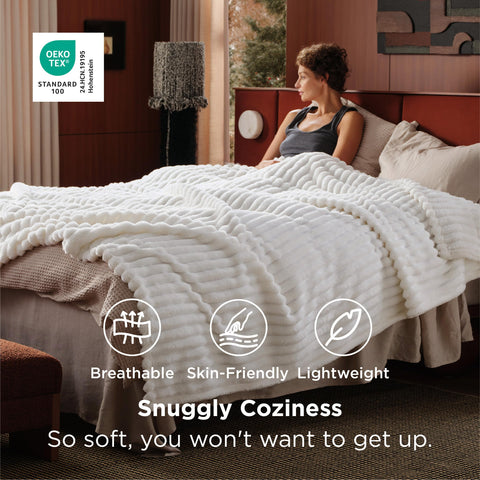 Bedsure GentleSoft blanket draped over a sofa for relaxed evenings