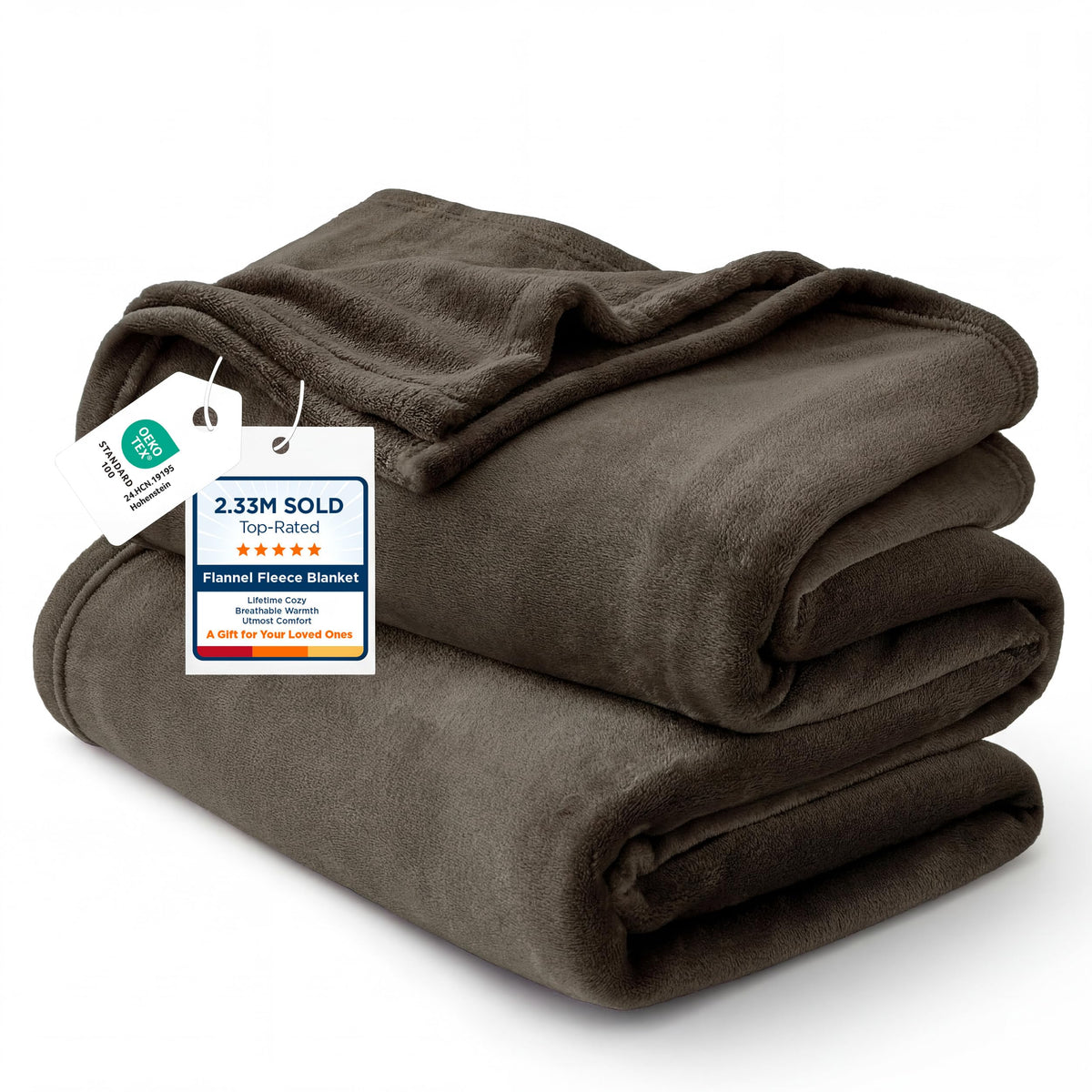 Bedsure GentleSoft brown fleece blanket on king-size bed for cozy warmth