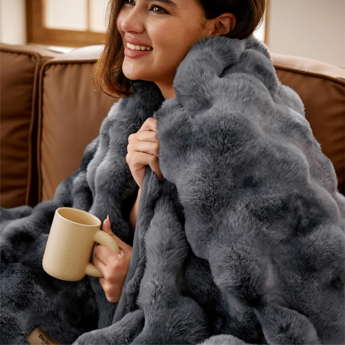Bedsure GentleSoft bubble pattern close-up shows plush texture for cozy nights