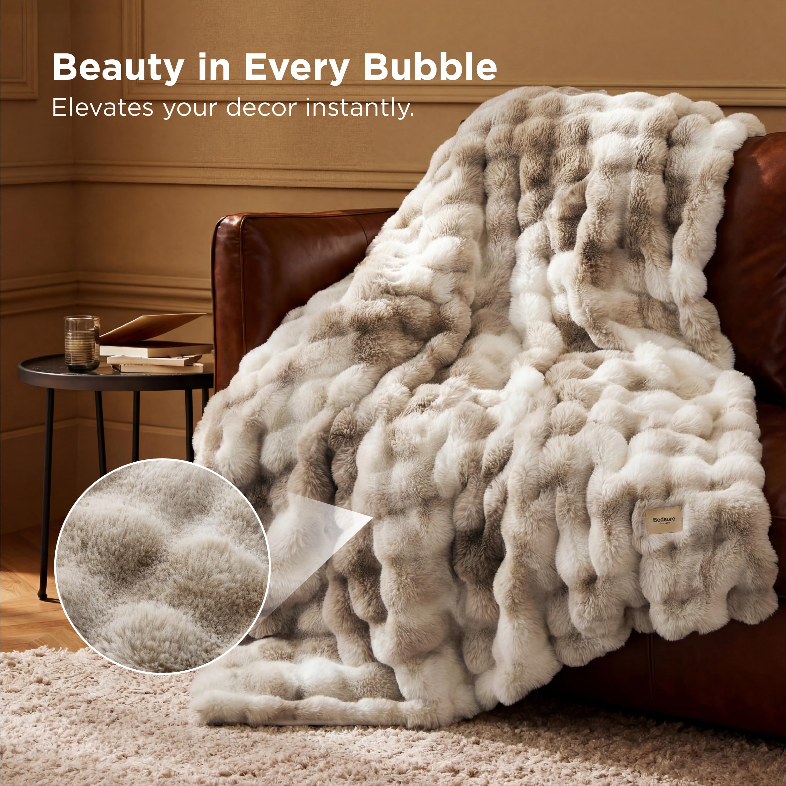 Bedsure GentleSoft bubble texture emphasizes depth and soft sheen for elegant decor.