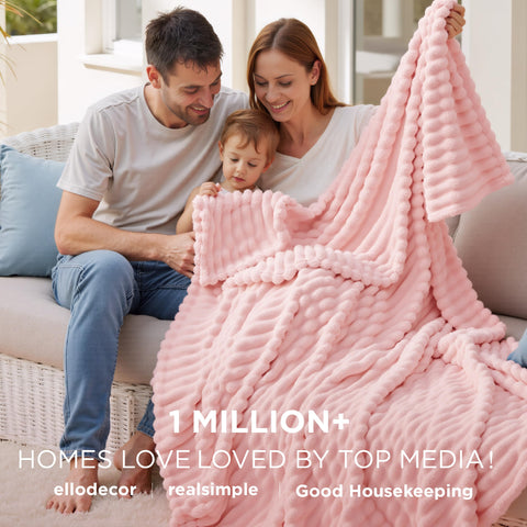 Bedsure GentleSoft coral pink blanket on bed enhances softness in the sleep space