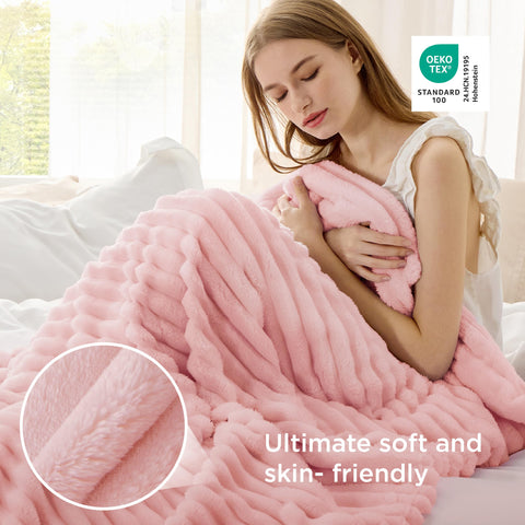 Close view of Bedsure GentleSoft fleece highlighting softness and fiber quality