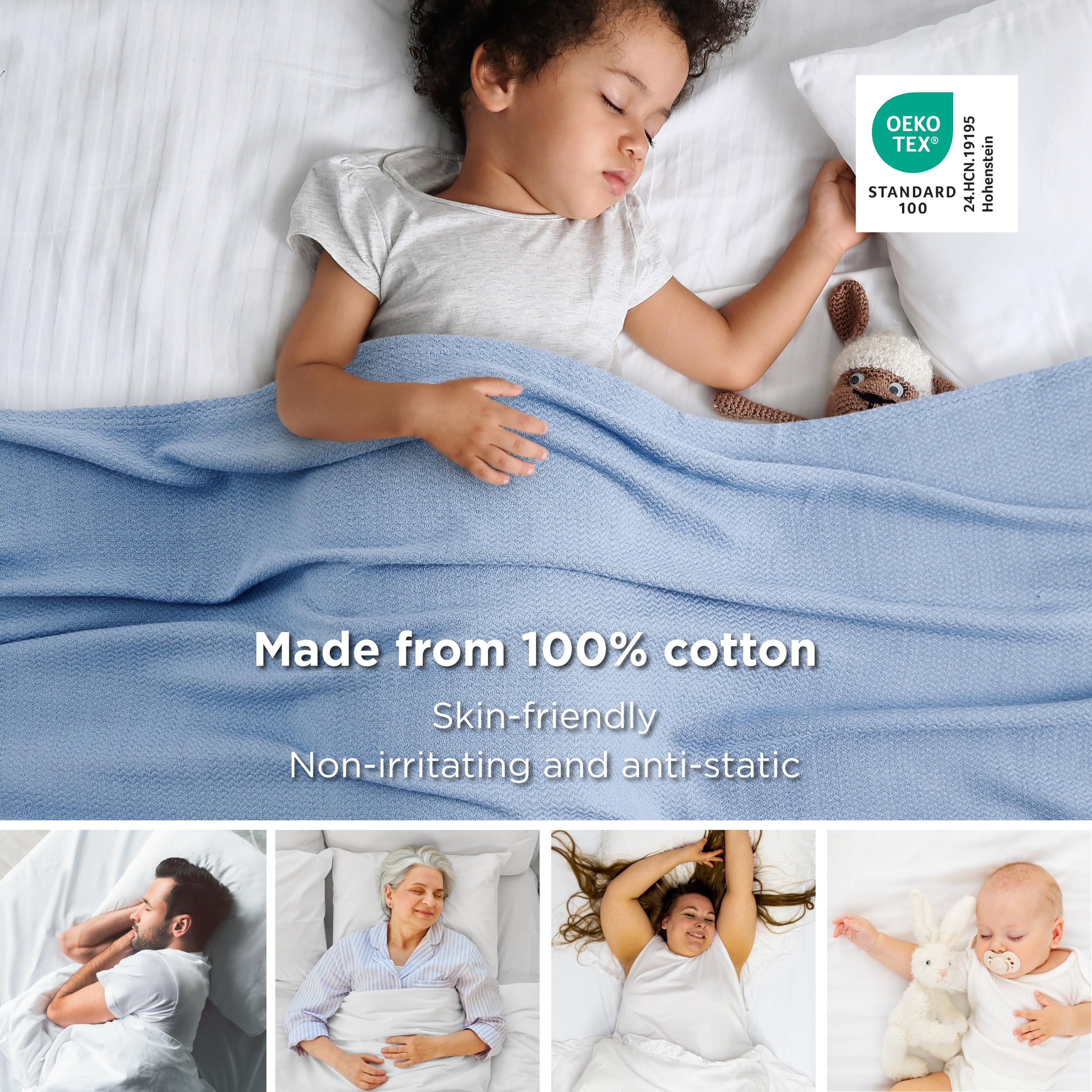 Bedsure GentleSoft cotton fabric close-up demonstrates durable, breathable material for daily use.
