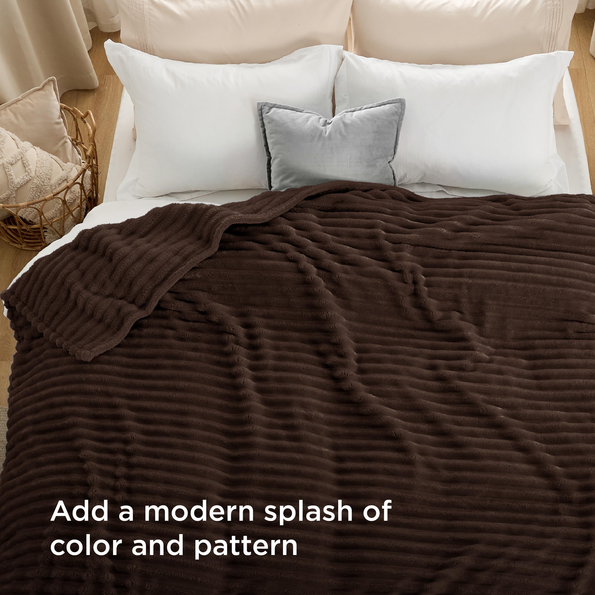 Bedsure GentleSoft blanket folded to accent bedroom decor.