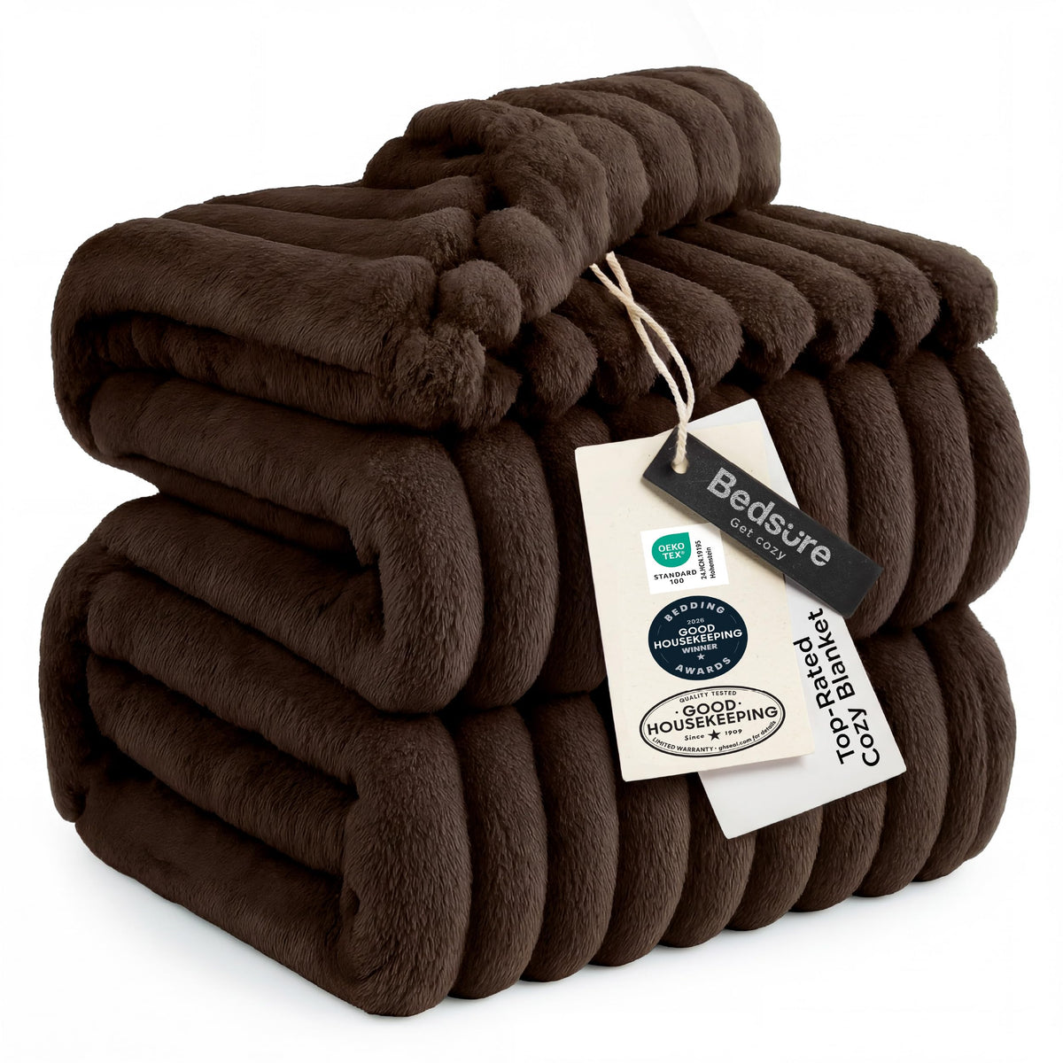 Bedsure GentleSoft blanket on couch for cozy movie nights.