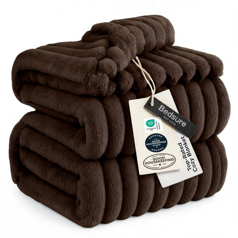 Bedsure GentleSoft blanket on couch for cozy movie nights.
