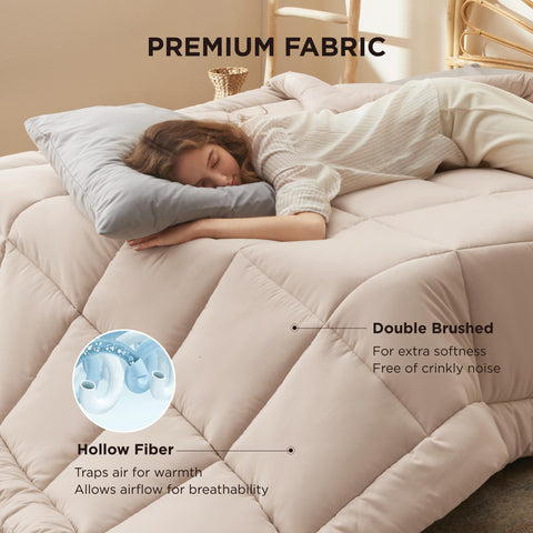 Bedsure GentleSoft down-alternative close-up highlighting a soft, cozy feel.