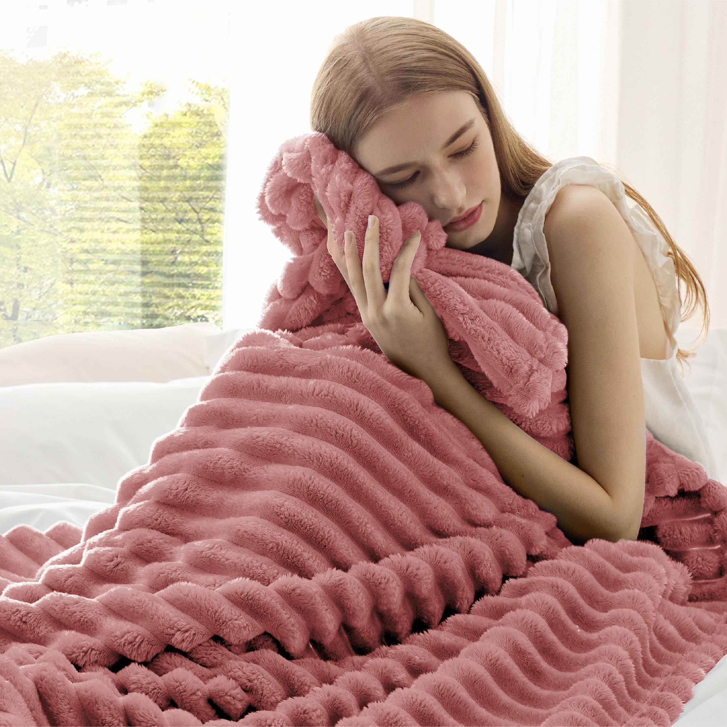 Bedsure GentleSoft striped texture detailing room decor compatibility