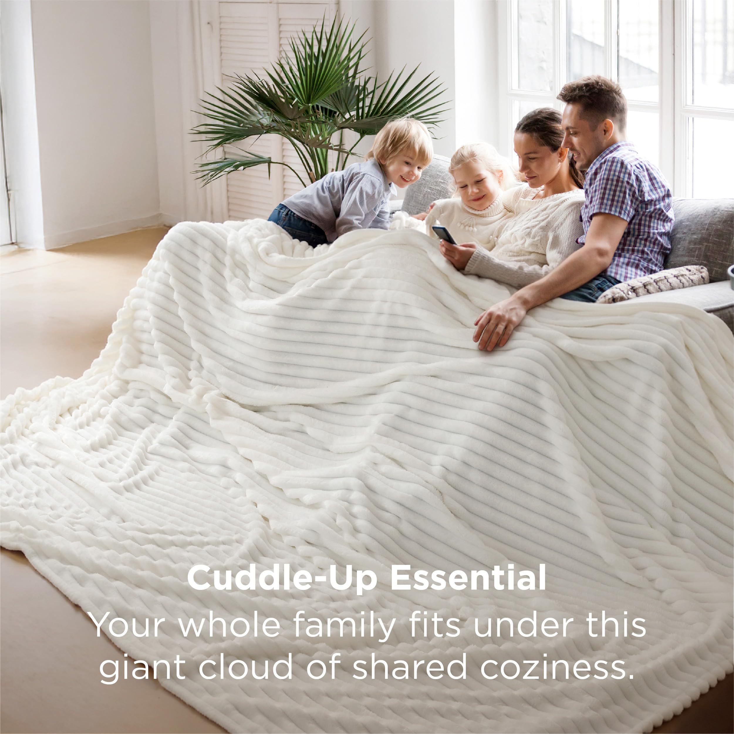 Bedsure GentleSoft blanket on bed shows vibrant stripe pattern coordinating with decor