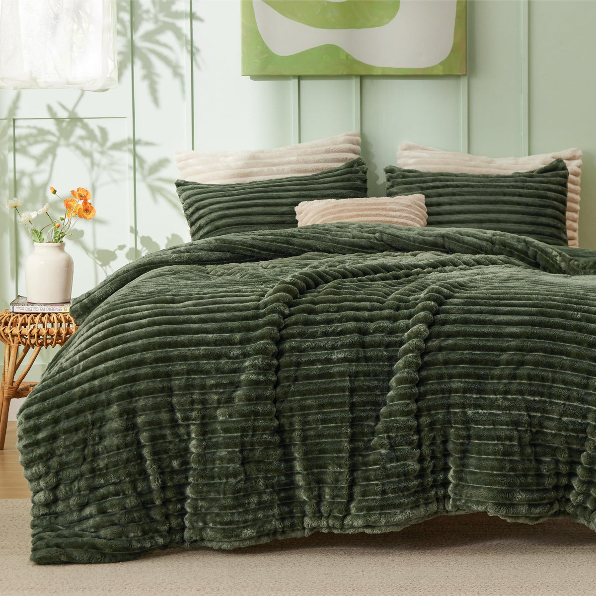 Bedsure GentleSoft flannel comforter queen offers soft warmth for winter nights.