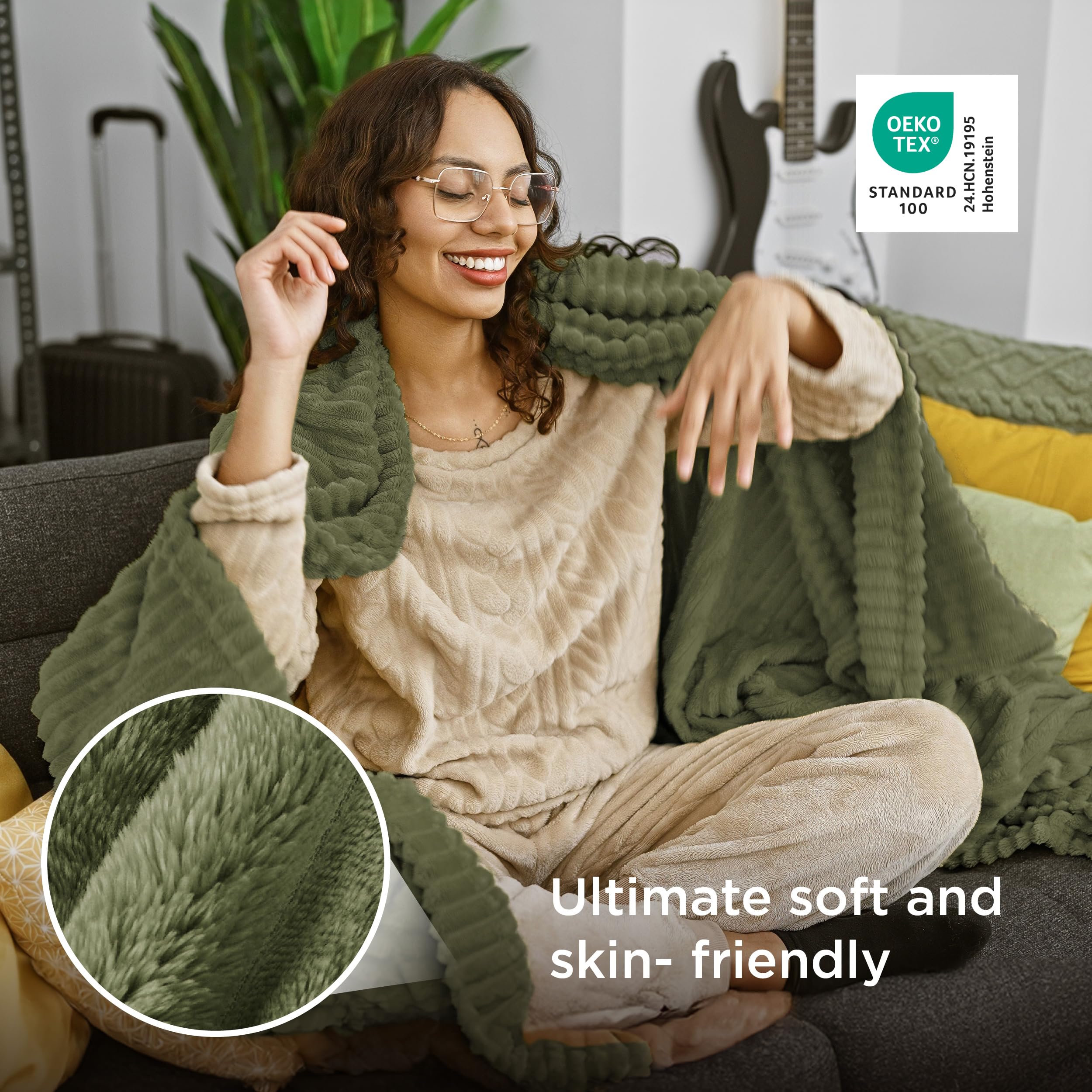 Bedsure GentleSoft lightweight plush blanket ideal for couch snuggling.
