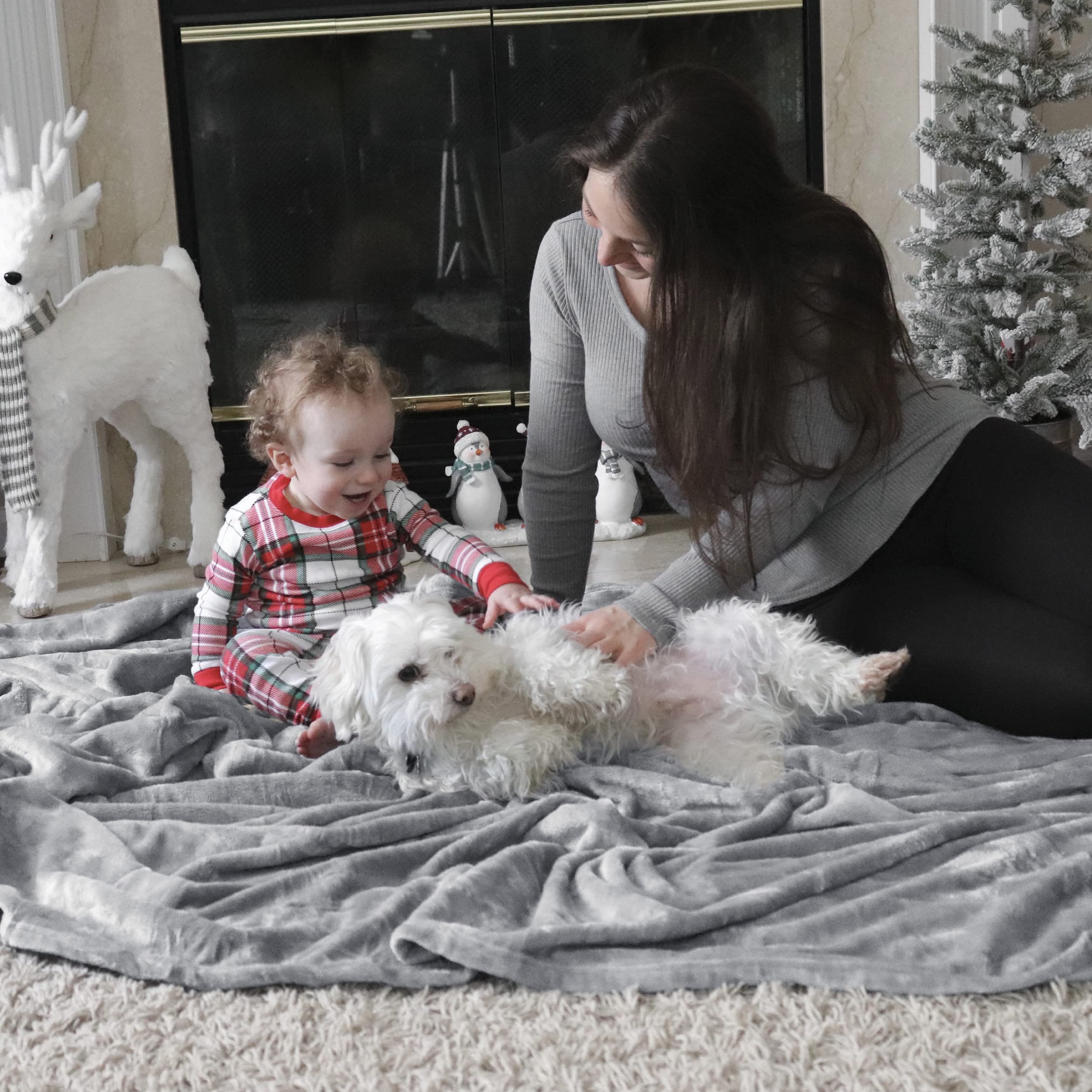 Bedsure GentleSoft fleece blanket perfect for pet cuddling on the couch.