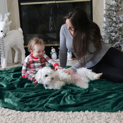 Bedsure GentleSoft fleece blanket on bed highlighting ample size