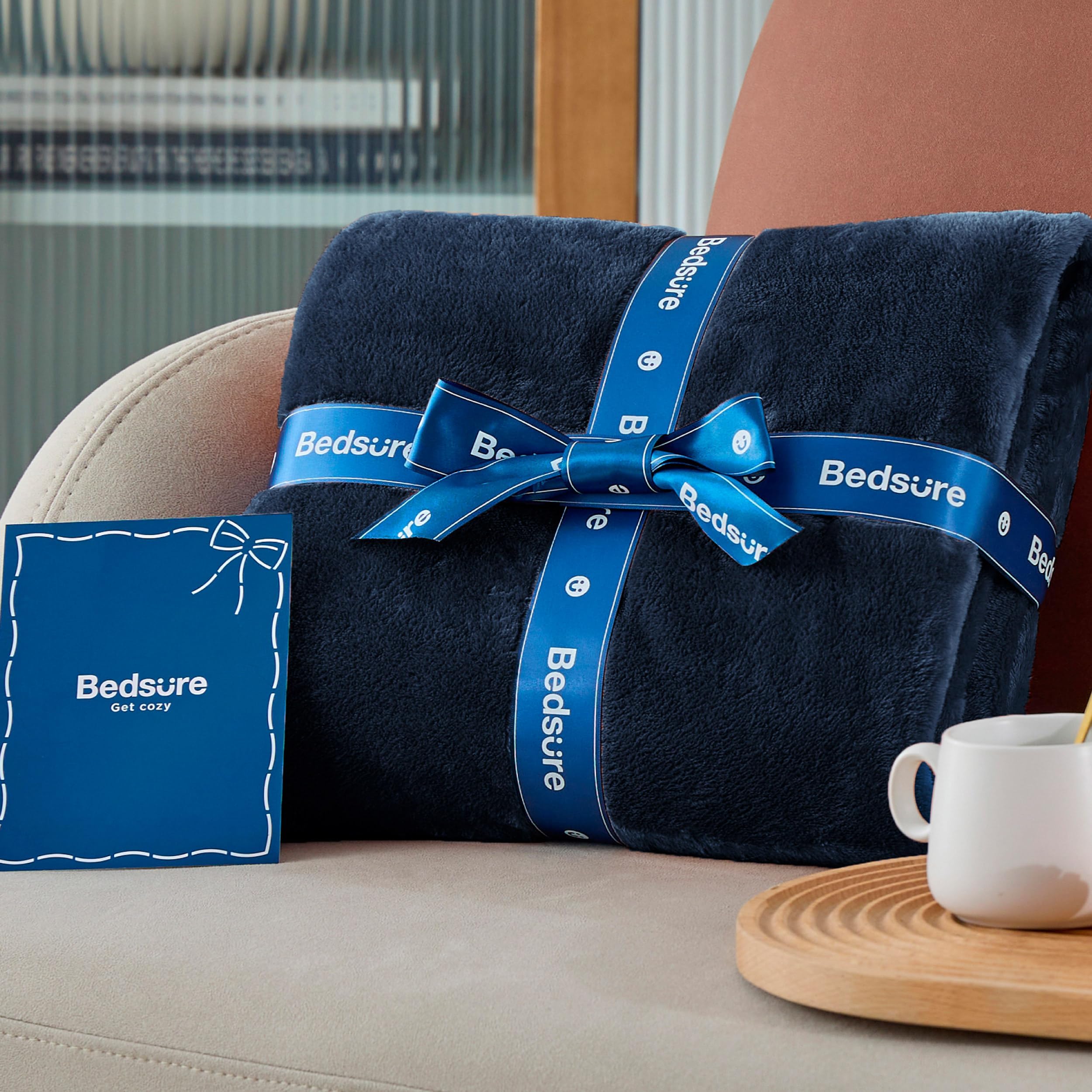 Bedsure GentleSoft care label indicates machine wash for easy maintenance