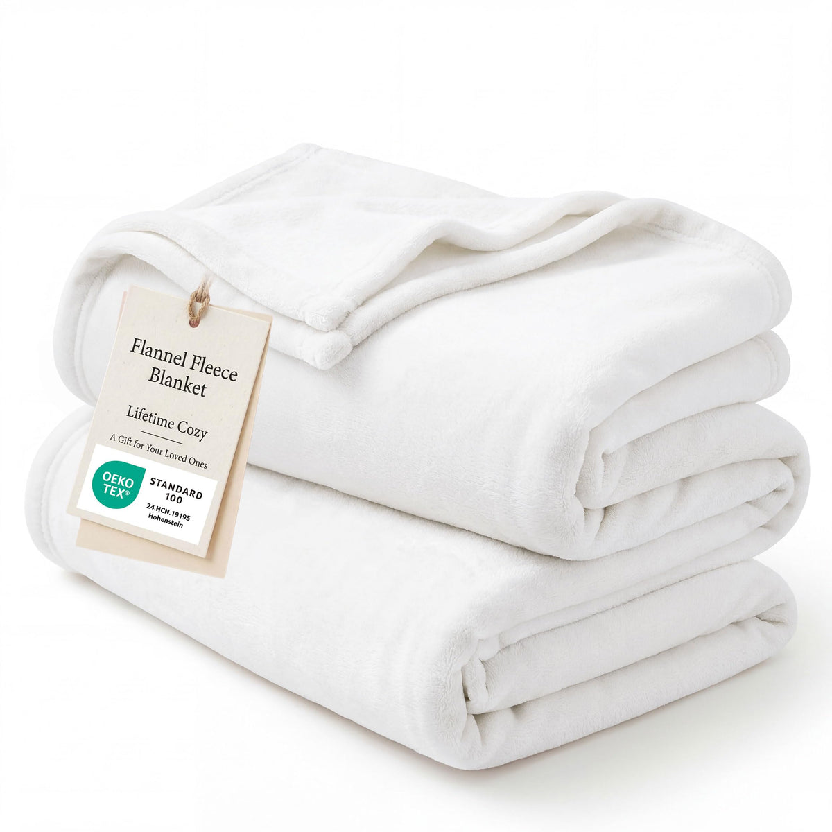 Bedsure GentleSoft fleece blanket full-size white in a cozy bedroom for warmth