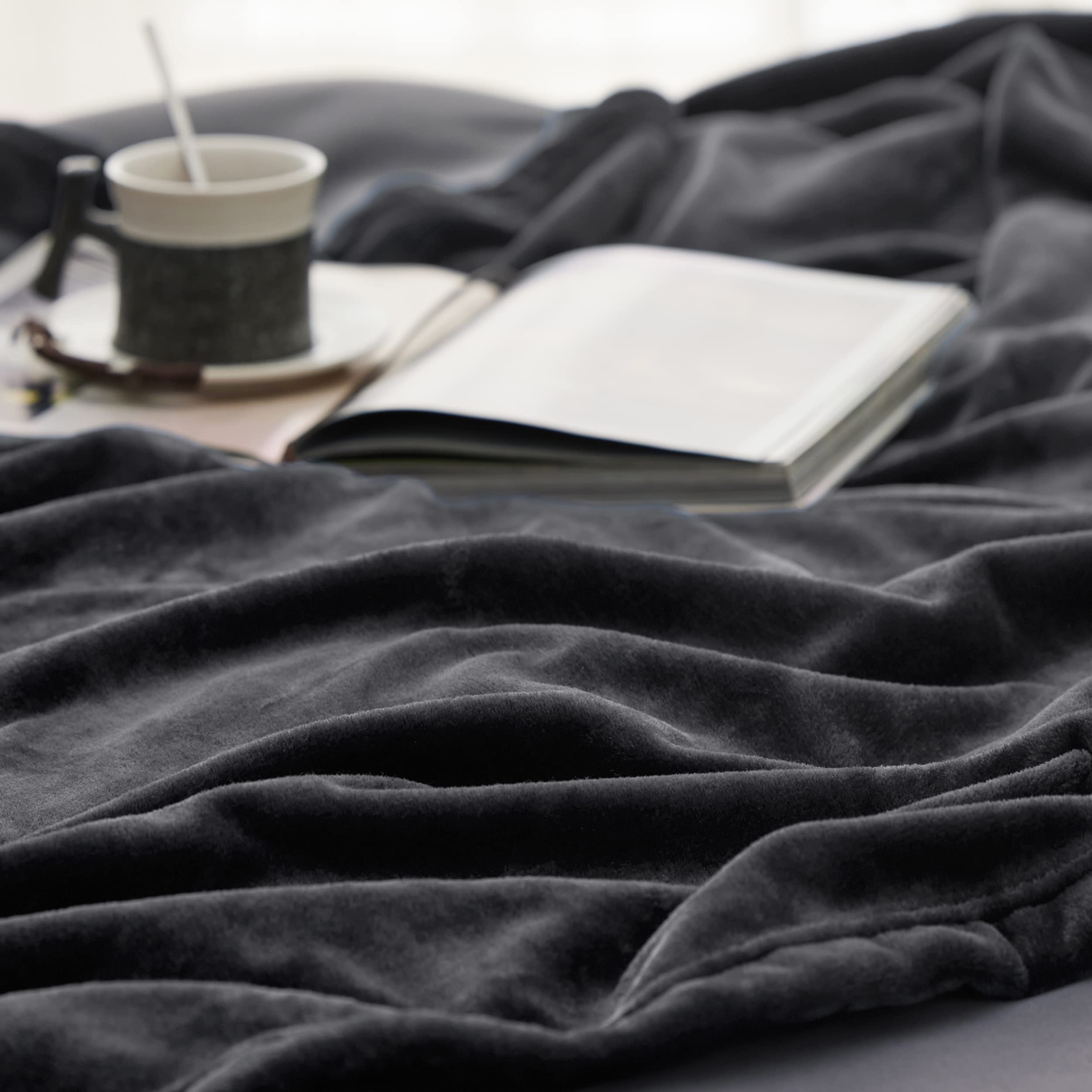 Bedsure fleece blanket for camping or cabin stays, cozy outdoors