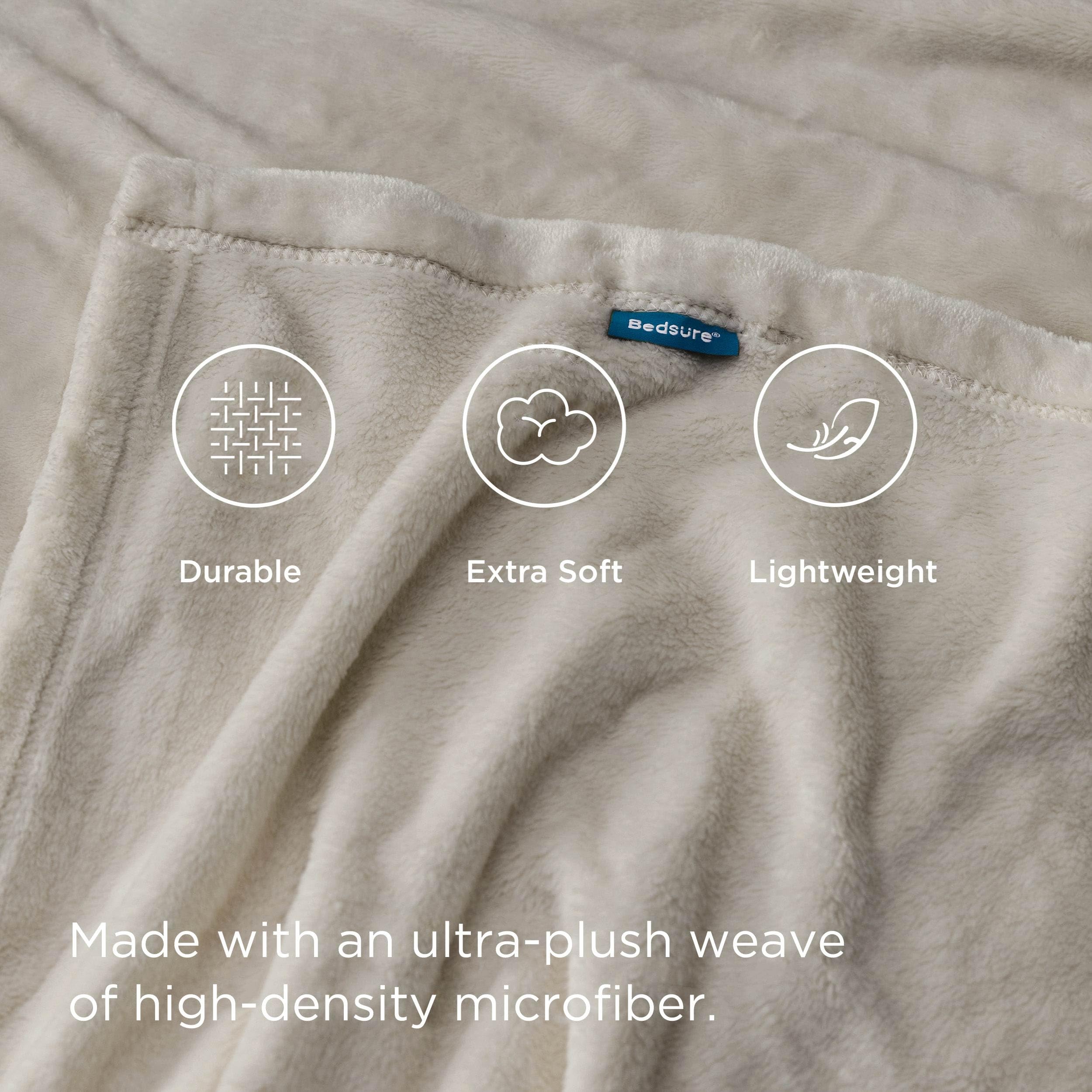 Bedsure GentleSoft fleece blanket close-up fabric texture in oxford tan