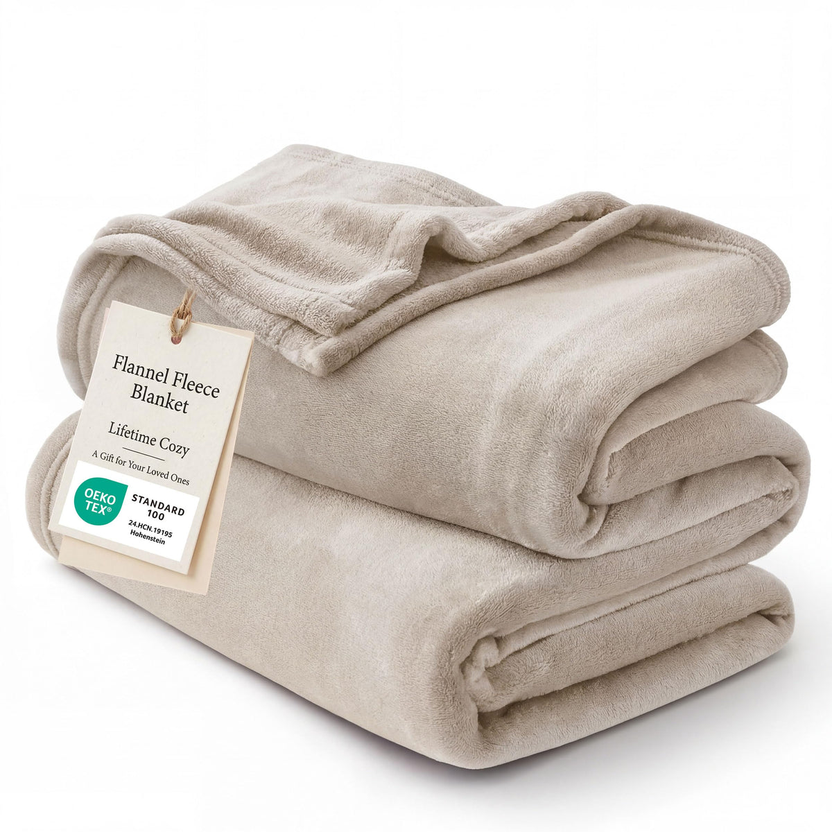 Bedsure GentleSoft fleece blanket folded in oxford tan for cozy lounging