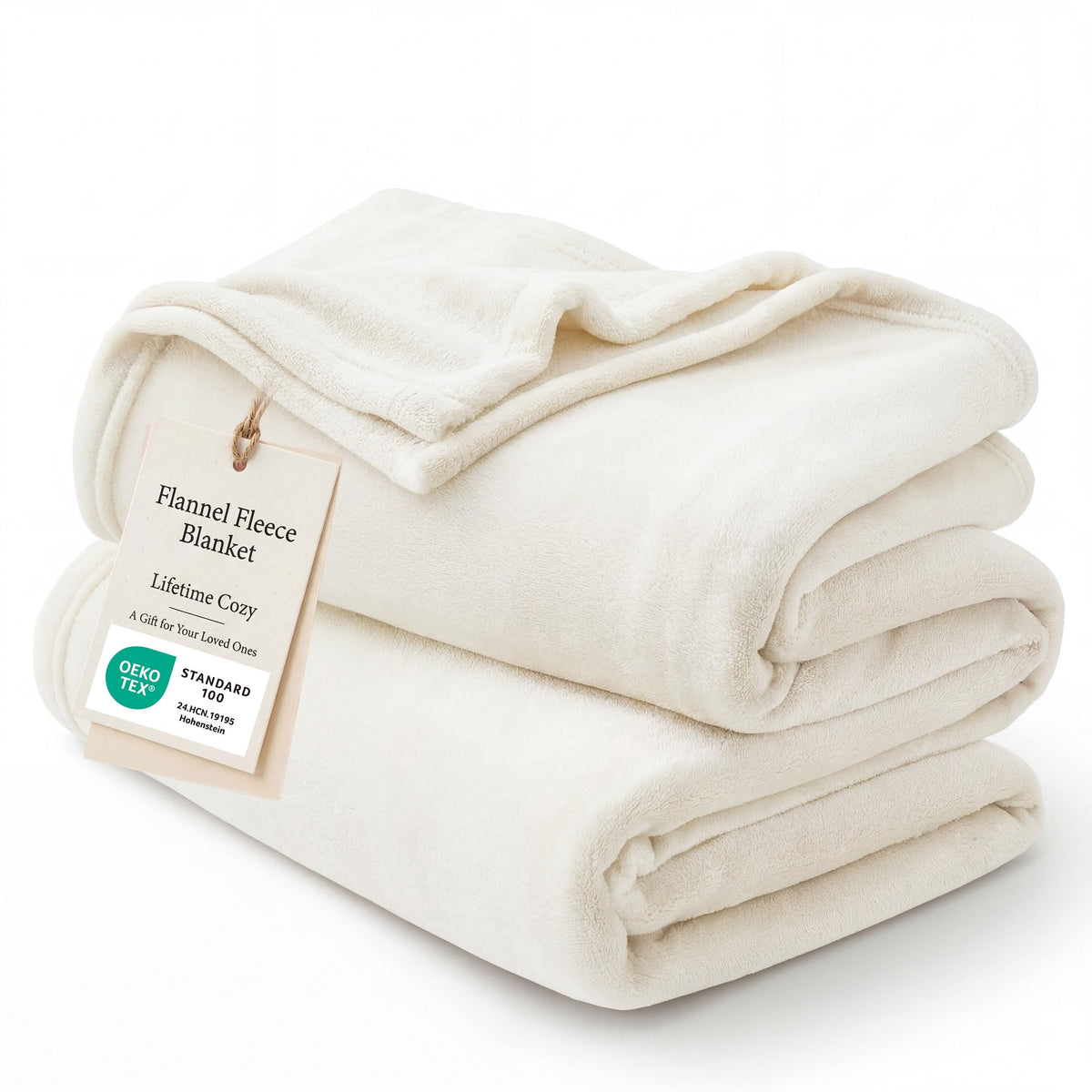 Bedsure GentleSoft fleece blanket folded in cream for cozy nights