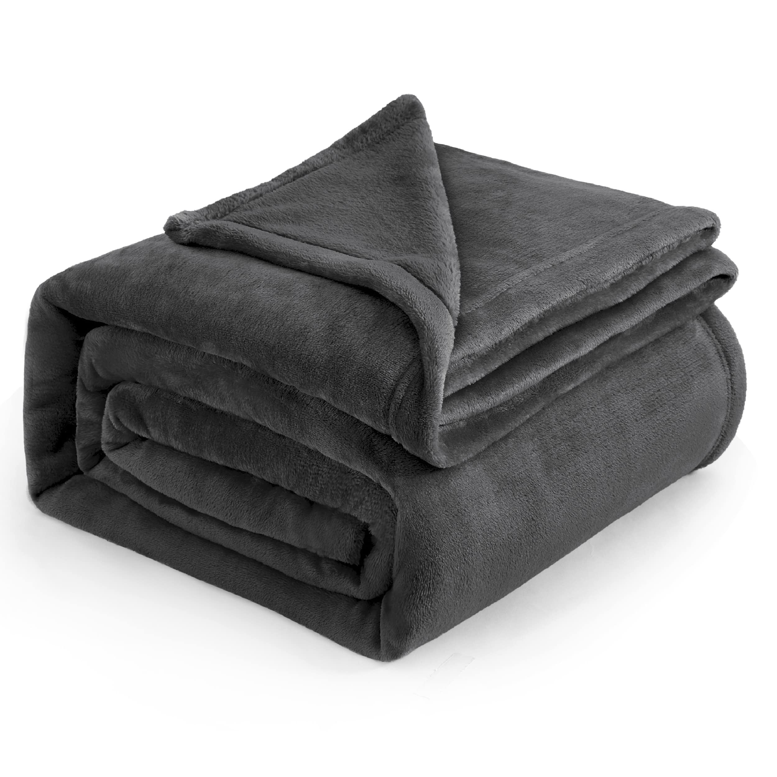 Bedsure GentleSoft fleece blanket queen dark grey close-up shows plush microfiber texture for cozy warmth
