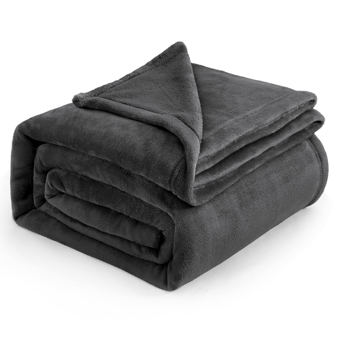 Bedsure GentleSoft fleece blanket queen dark grey close-up shows plush microfiber texture for cozy warmth
