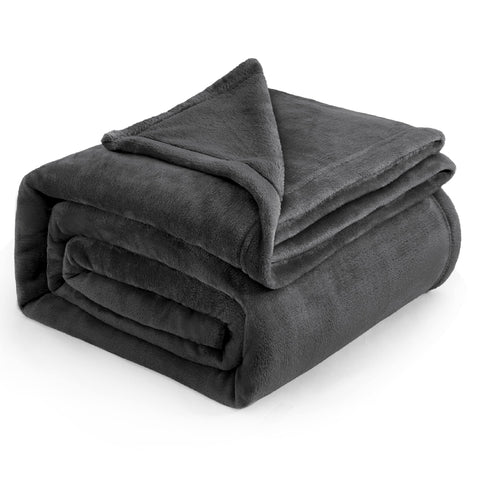 Bedsure GentleSoft fleece blanket queen dark grey close-up shows plush microfiber texture for cozy warmth
