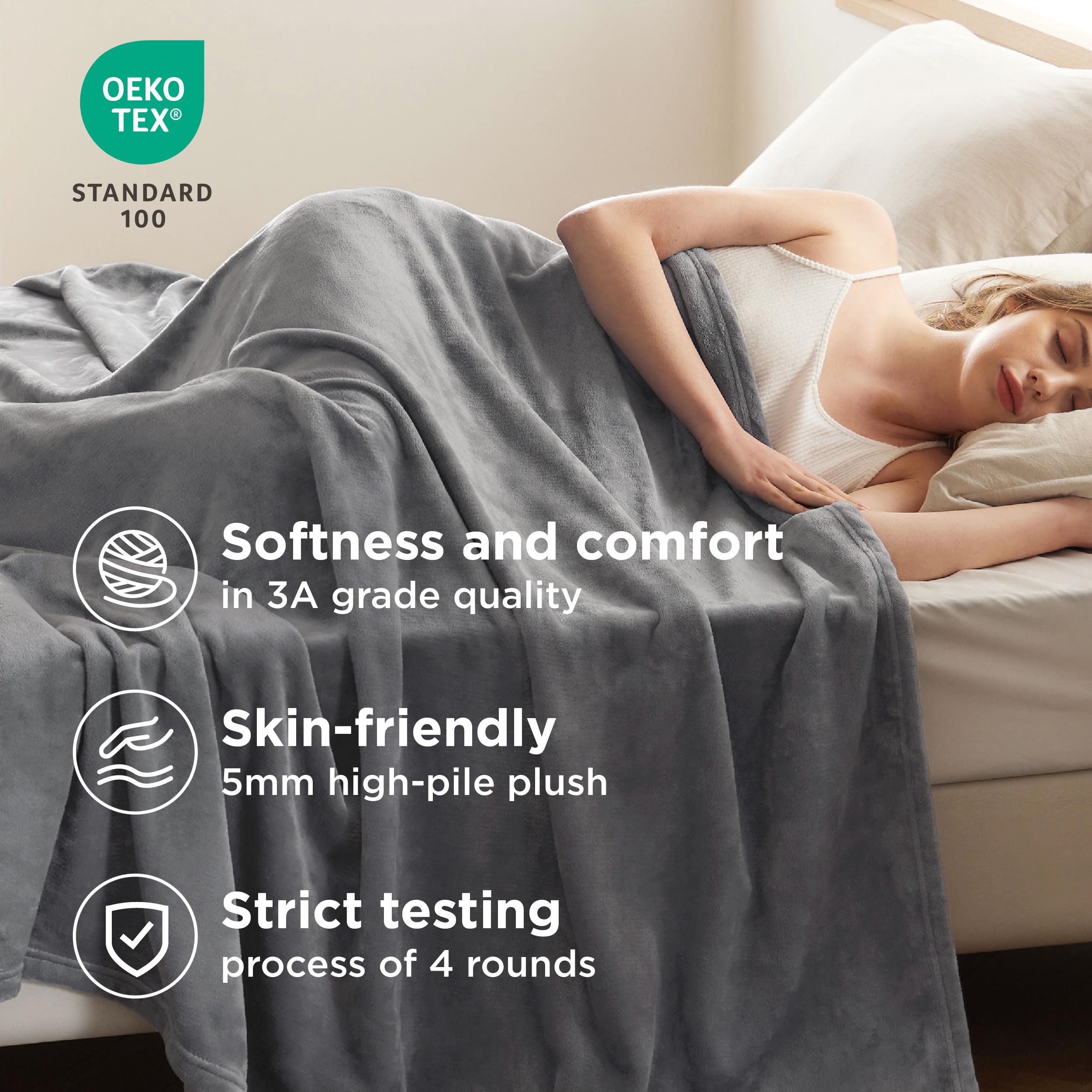 Bedsure GentleSoft blanket on sofa offers lightweight comfort