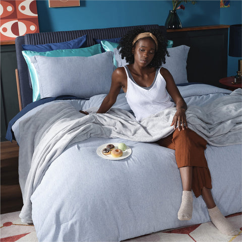 Bedsure GentleSoft blanket closeup stitching in light grey highlights durable seams.