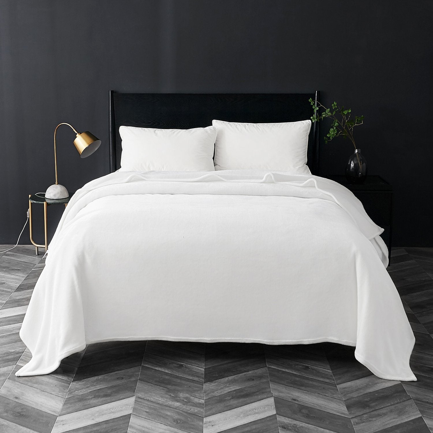 Bedsure GentleSoft fleece blanket queen size on bed, airy weight for easy snuggling.