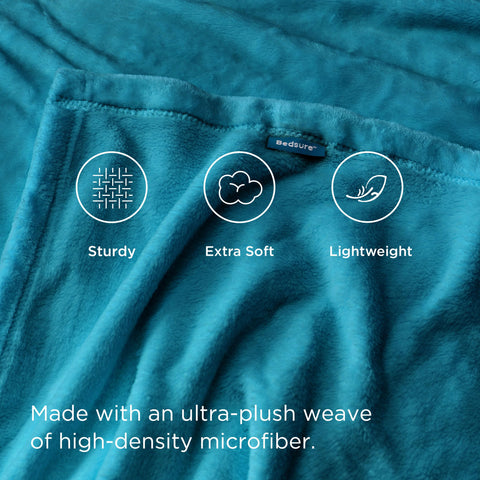 Bedsure GentleSoft fleece blanket teal queen in kid room adds cozy decor