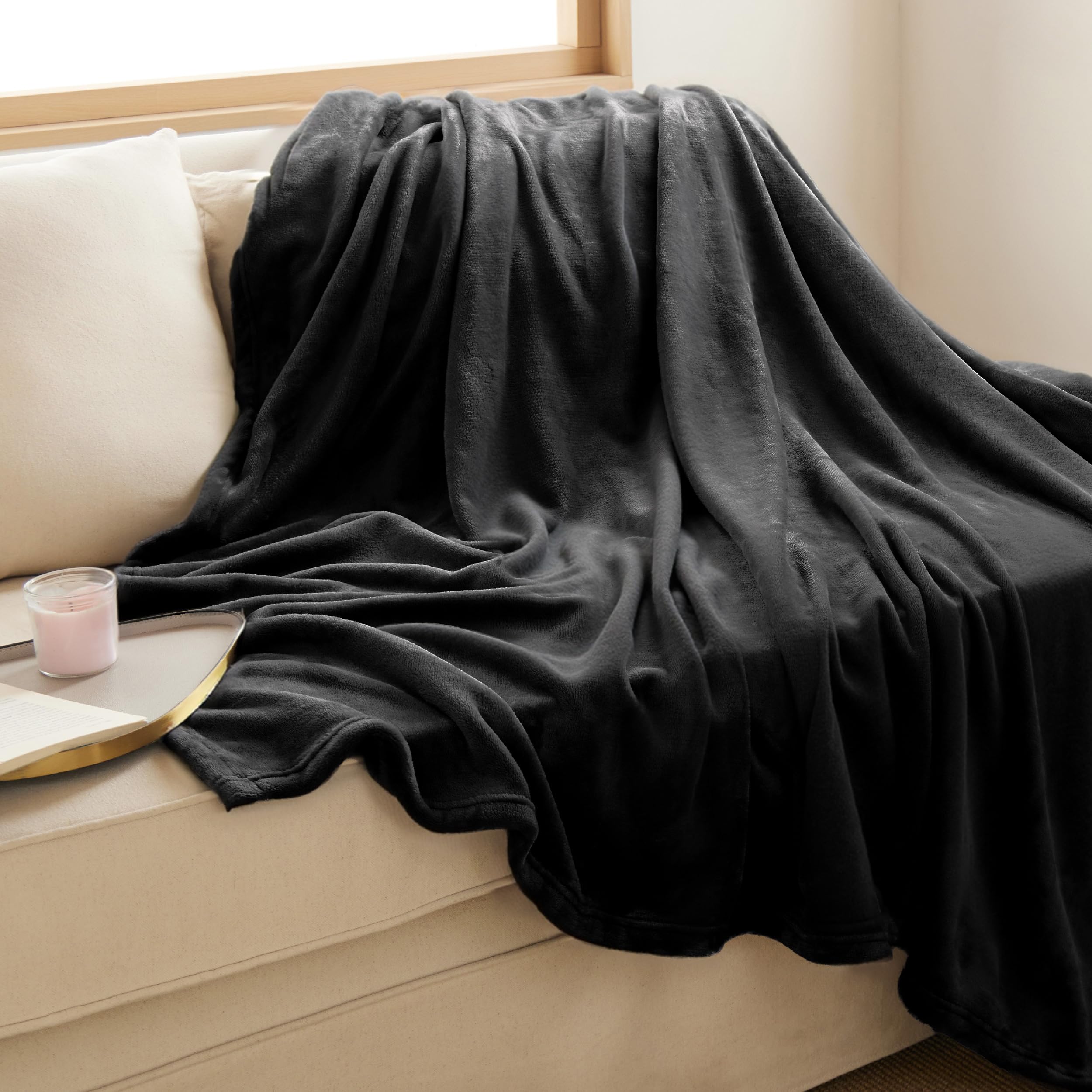 Bedsure GentleSoft fleece texture close-up showing ultra-soft surface for cozy lounging.