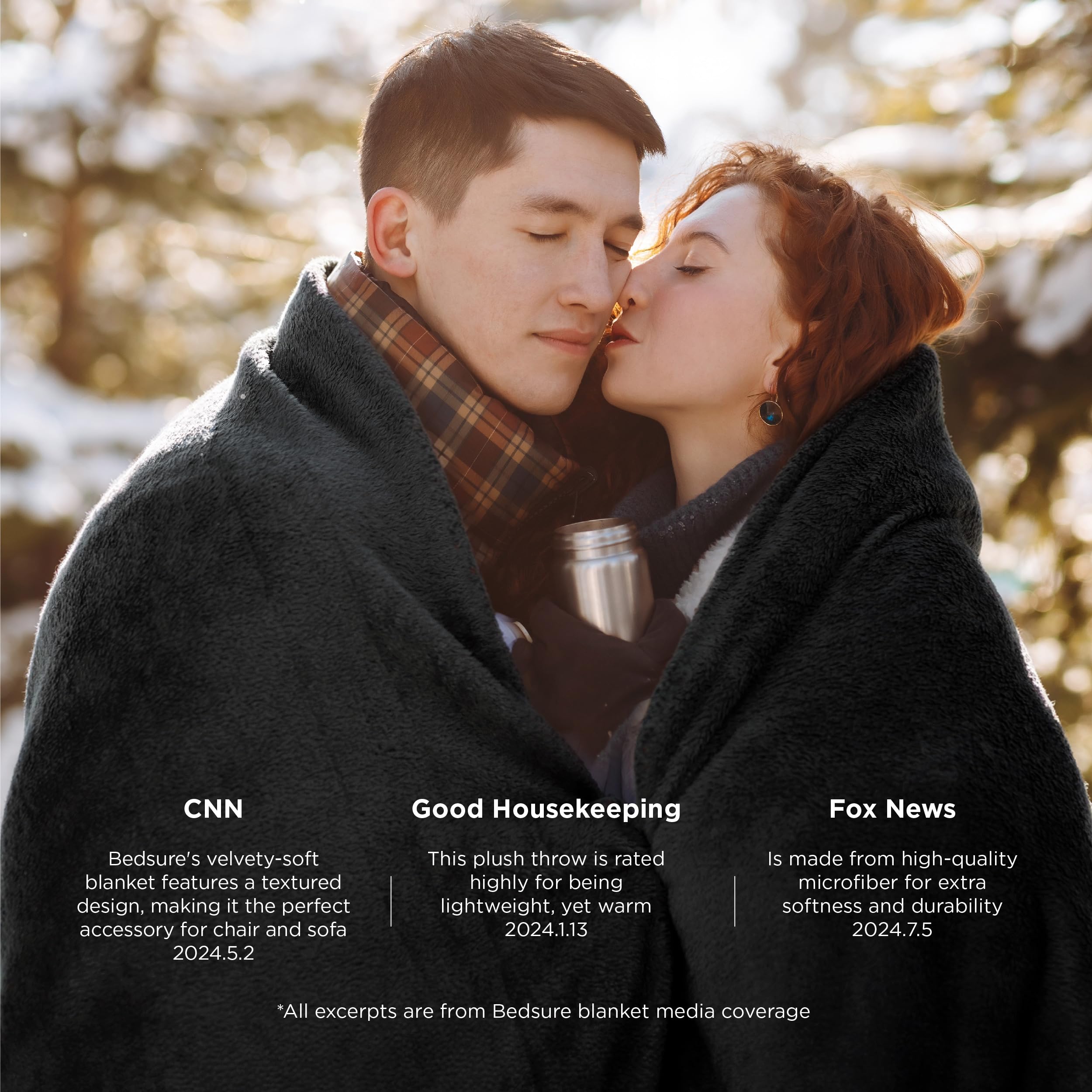 Bedsure lightweight blanket ideal for travel and camping due to compact, breathable design.
