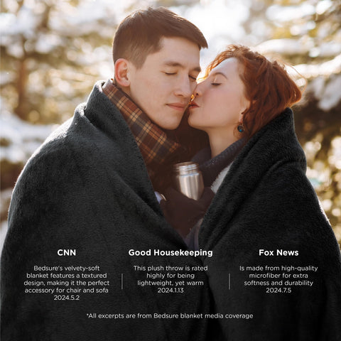 Bedsure lightweight blanket ideal for travel and camping due to compact, breathable design.