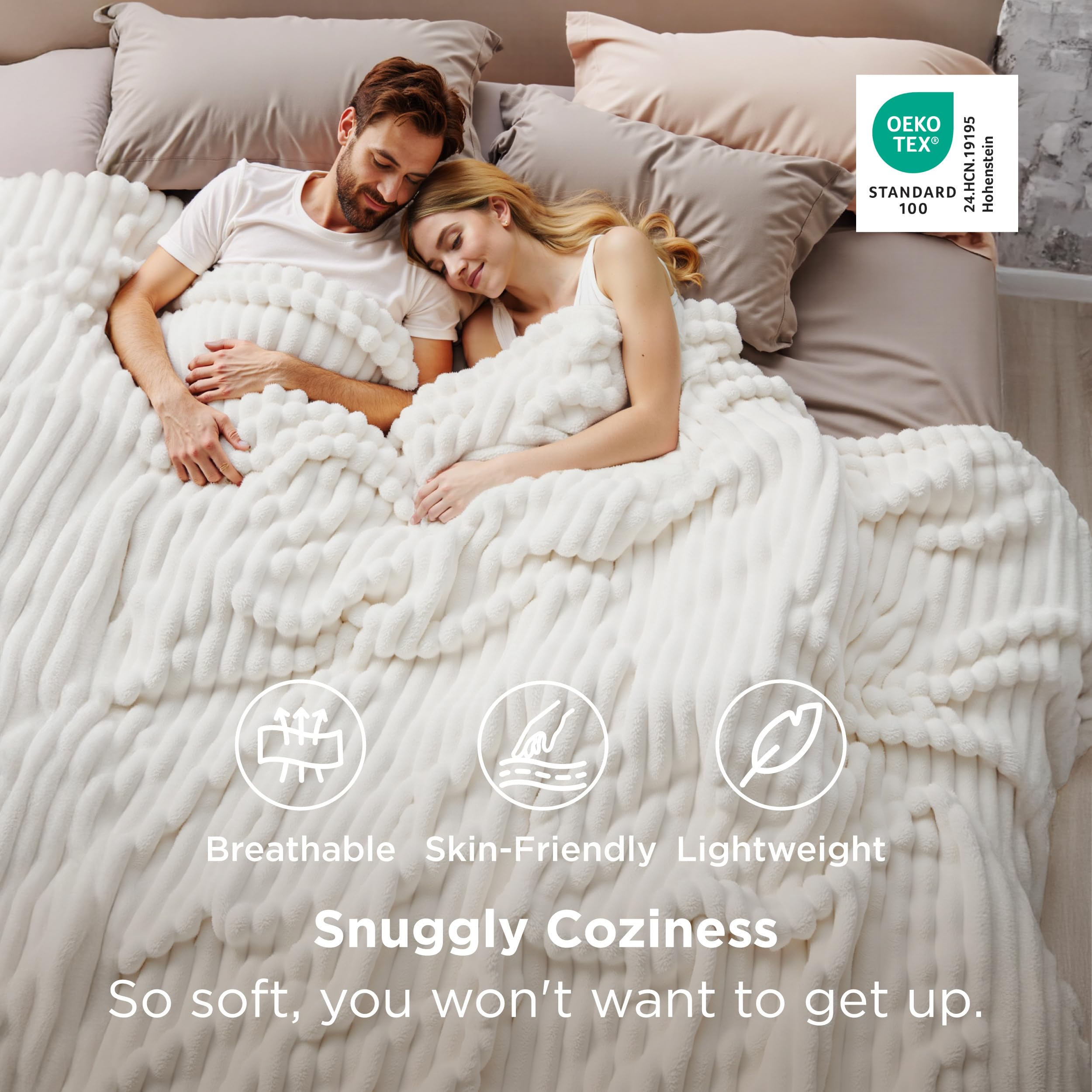Close-up of Bedsure GentleSoft microfiber softness for year-round comfort