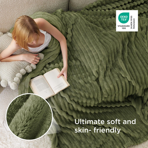 Bedsure GentleSoft fleece king blanket draped on couch during movie night