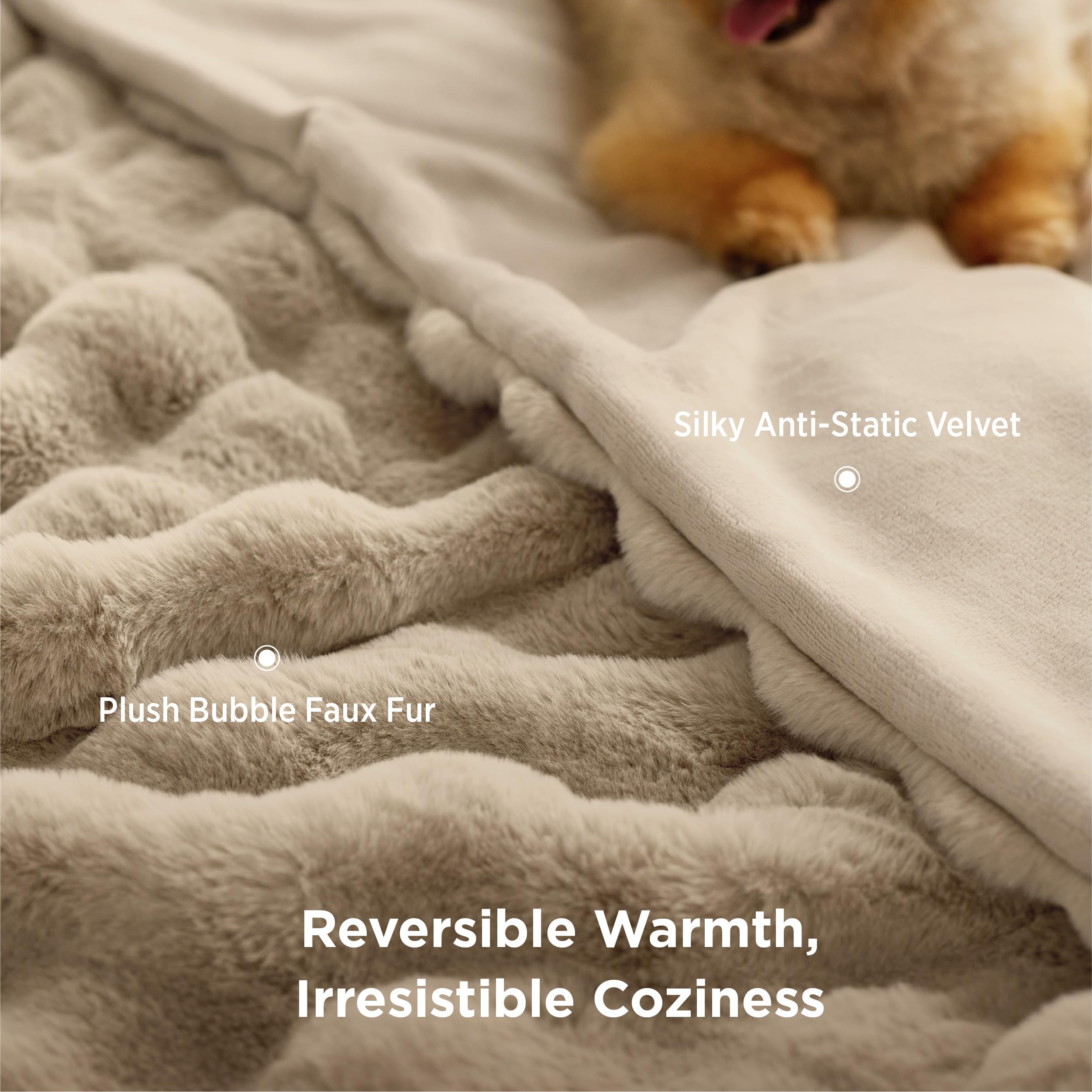 Bedsure GentleSoft back silk velvet closeup emphasizes skin-friendly warmth and smooth touch