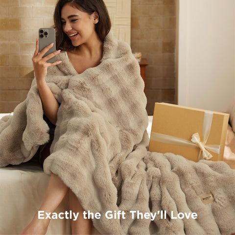 Bedsure GentleSoft bed drape showcases elegant decor and cozy layering