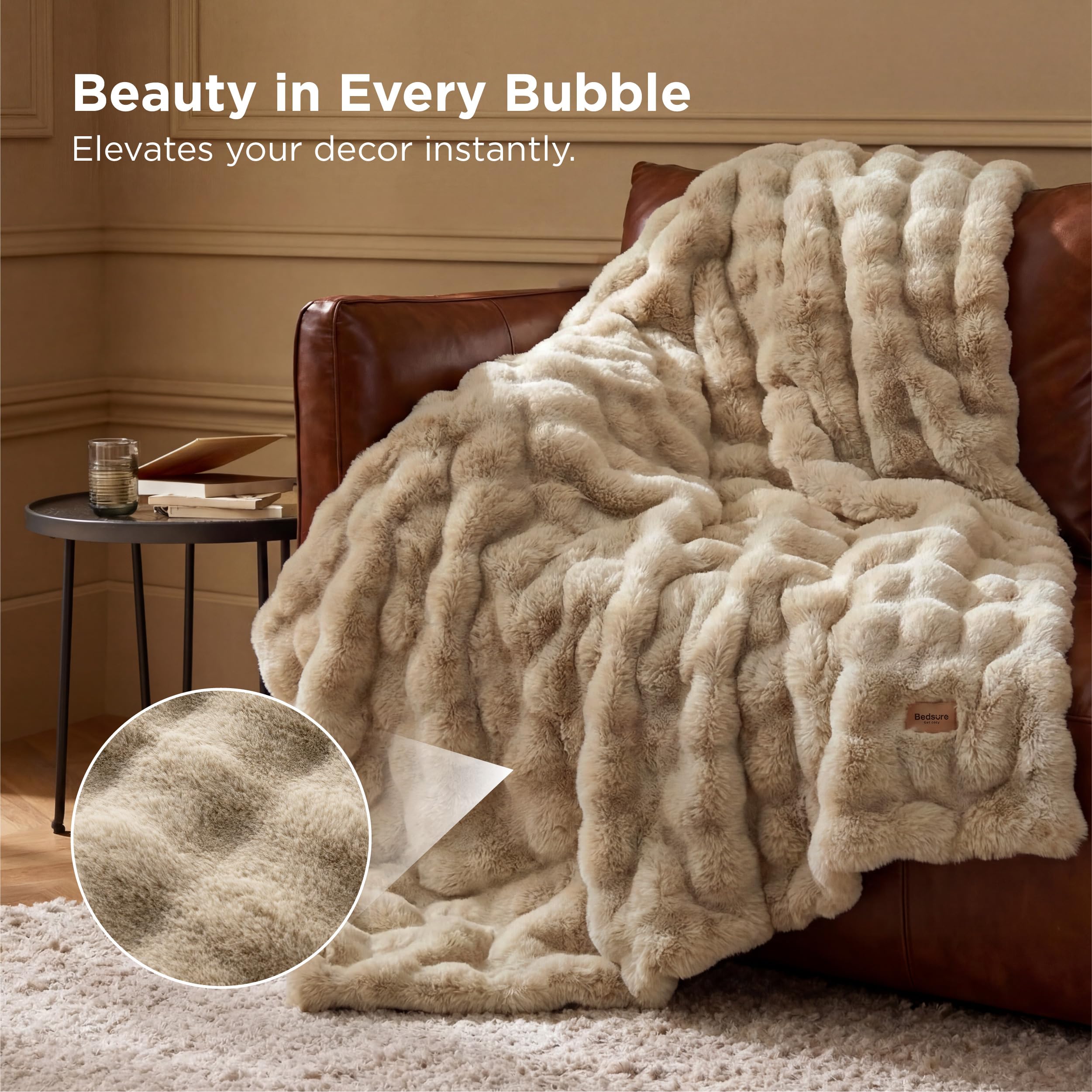 Bedsure GentleSoft bubble texture closeup highlights tactile depth and luxury