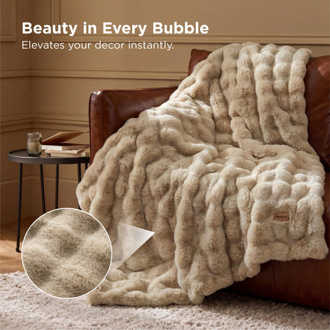 Bedsure GentleSoft bubble texture closeup highlights tactile depth and luxury