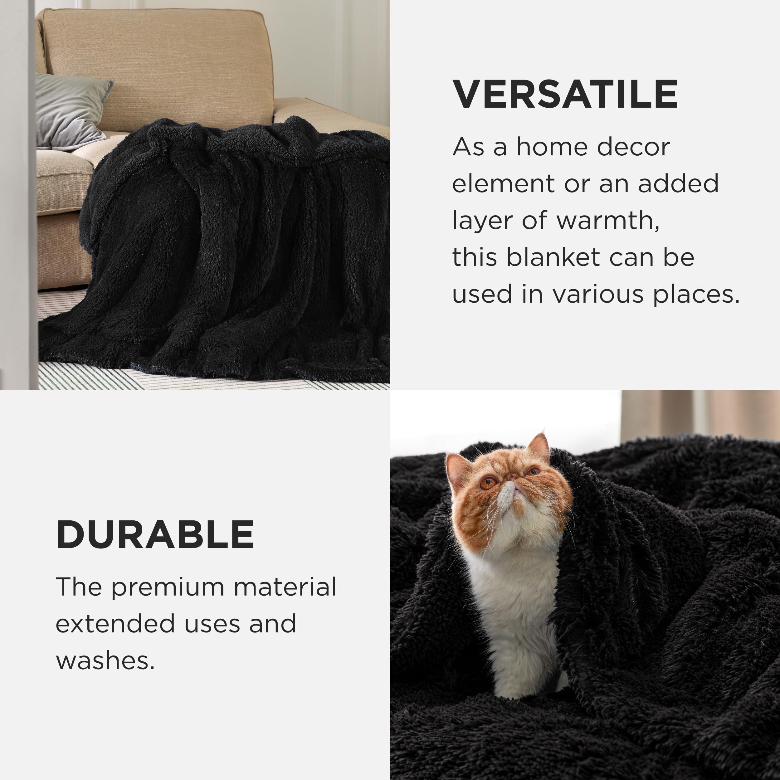 Bedsure GentleSoft blanket on sofa adding stylish decor and warmth.