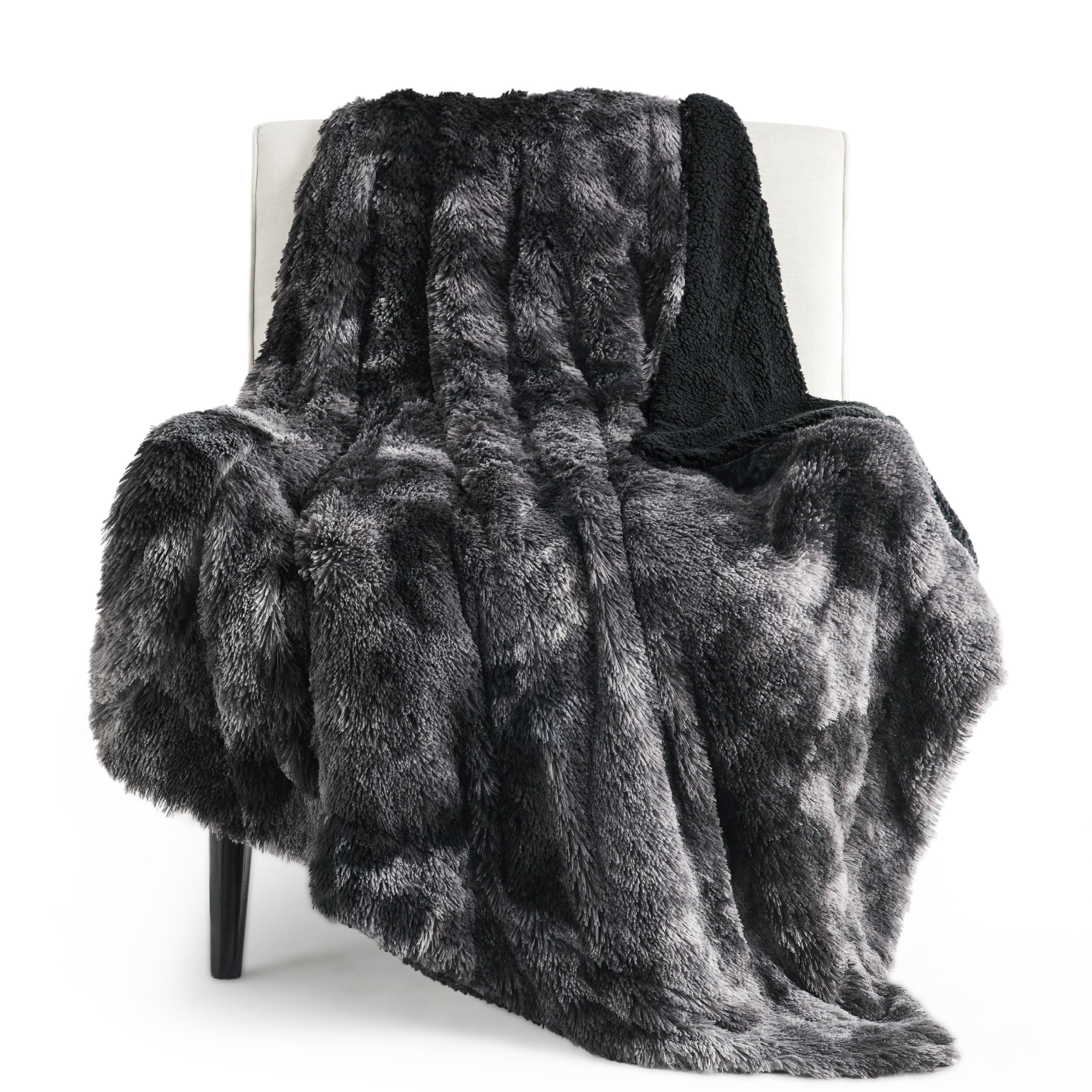 Bedsure GentleSoft fluffy blanket on a sofa for cozy movie nights