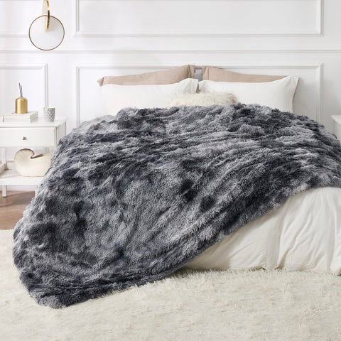 Bedsure GentleSoft fluffy king blanket side-by-side view demonstrates double-sided warmth