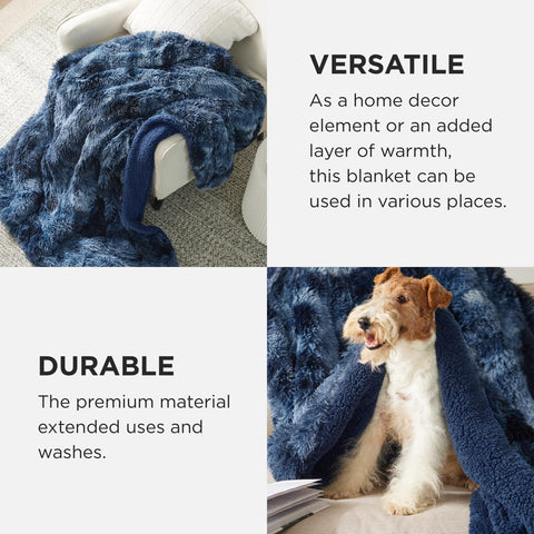 Bedsure GentleSoft Fluffy Navy Throw closeup plush texture inviting comfort.