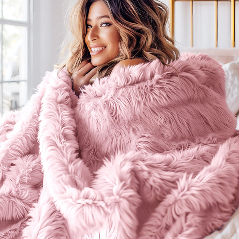 Bedsure GentleSoft fluffy pink throw with sherpa reverse for year-round comfort