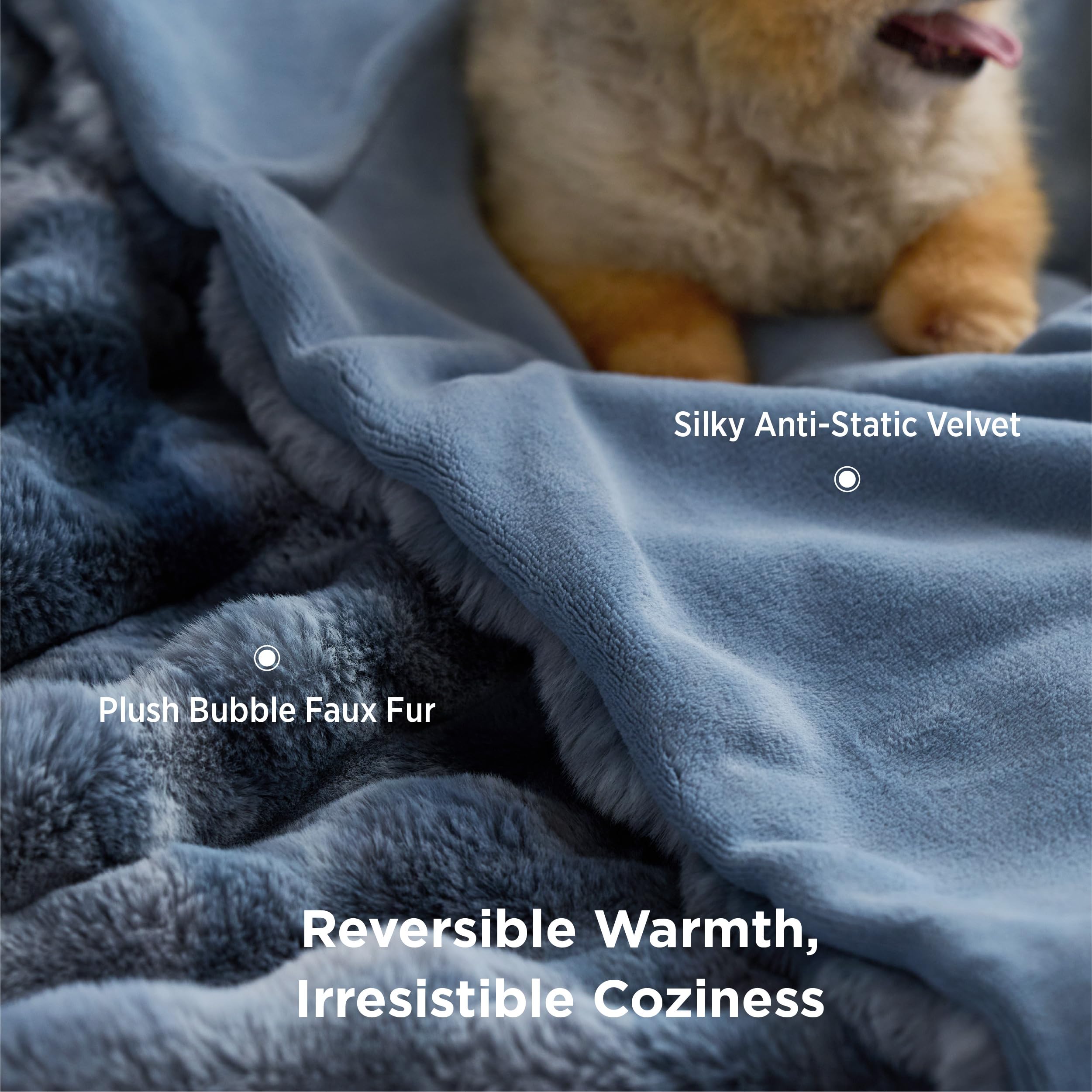 Bedsure GentleSoft Fluffy Throw double sided design for versatile comfort.