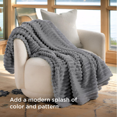 Bedsure GentleSoft Frost Gray blanket close-up texture shows plush microfiber.