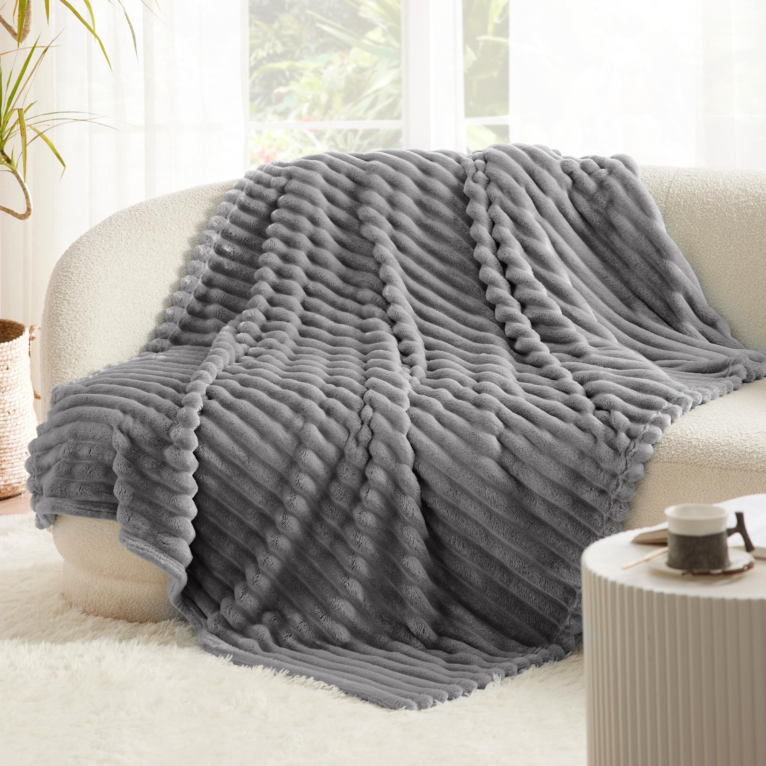 Bedsure GentleSoft Frost Gray blanket durable and machine washable for easy care.