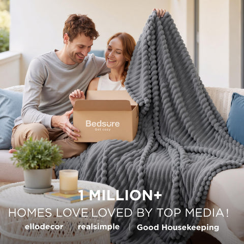 Bedsure GentleSoft Frost Gray blanket folded neatly as a bedroom accent