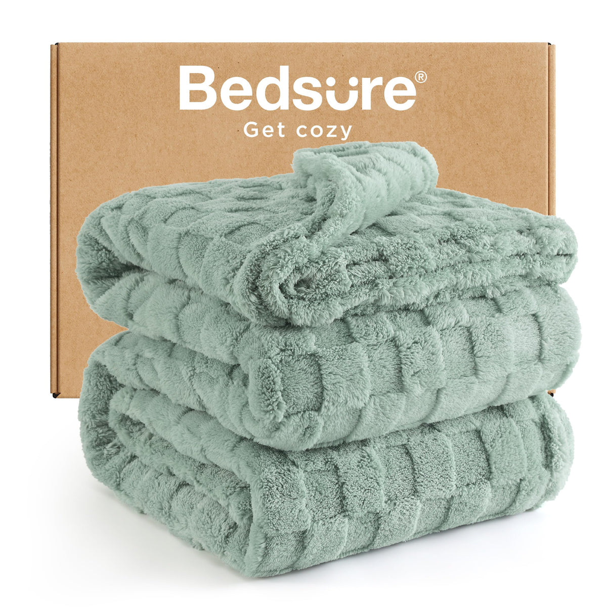 Bedsure GentleSoft sage green blanket in full size for cozy bed comfort
