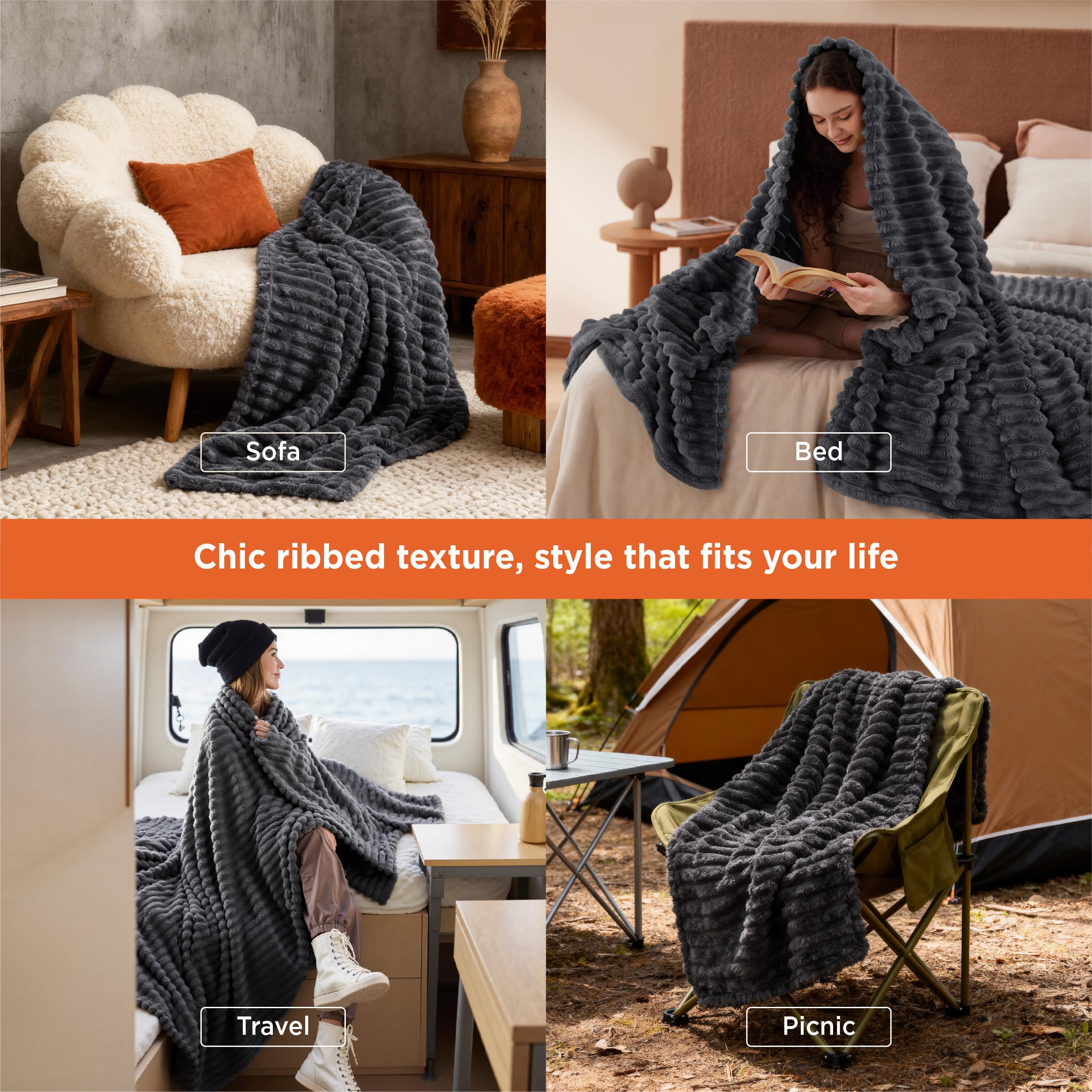 Bedsure GentleSoft fleece blanket draped over a bed for lounging warmth